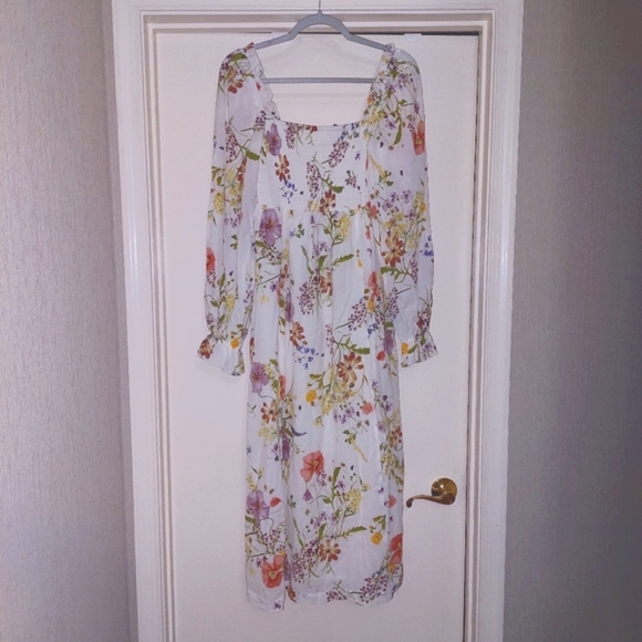 H&M Floral Midi maxi floral Dress with Smocking Cottagecore Prairie - Picture 2 of 6